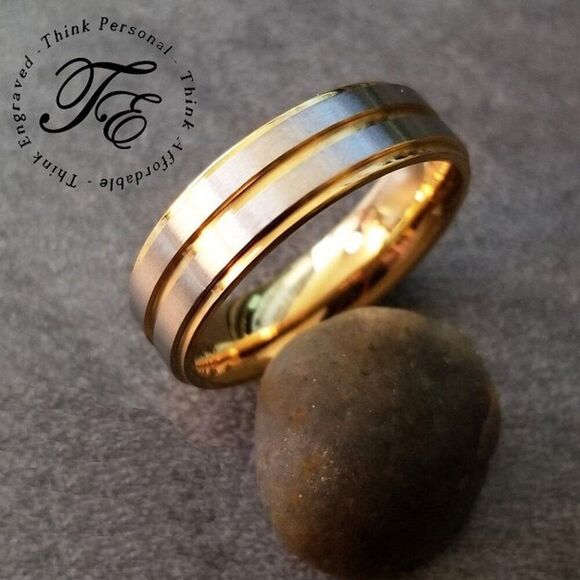 Men's Gold and Silver Promise Ring - Two Tone Promise Ring For Guys - Picture 1 of 9
